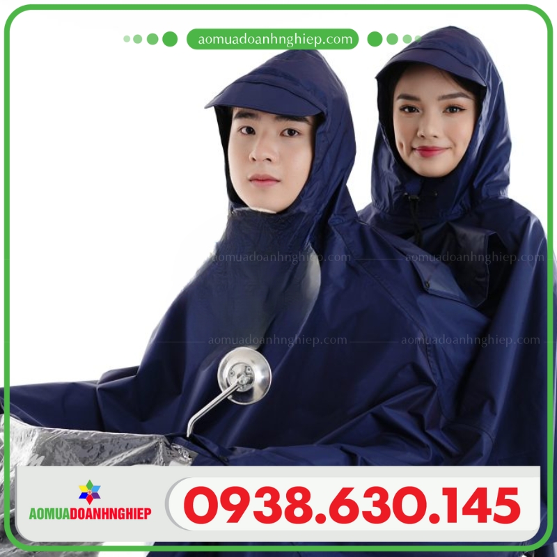 Áo mưa choàng xanh đen ô kính đèn