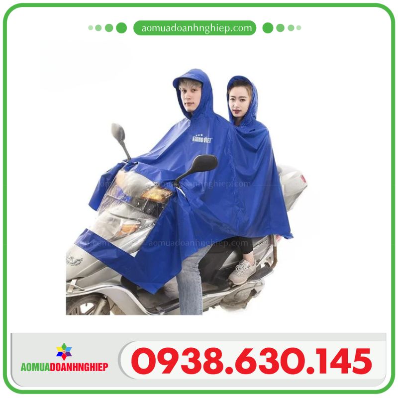 Mẫu áo mưa 2 đầu màu xanh dương