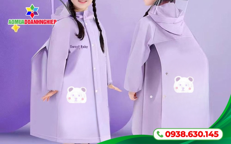 Áo mưa con gấu phối họa tiết thời trang