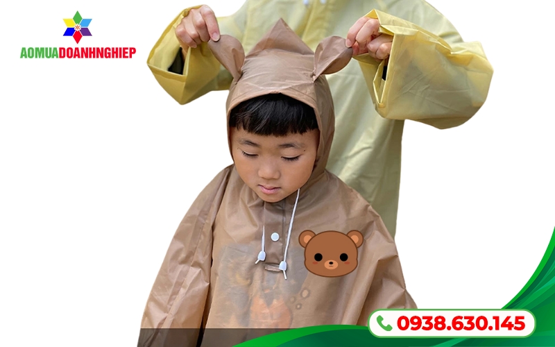 Áo mưa con gấu kèm mũ che đầu tiện lợi