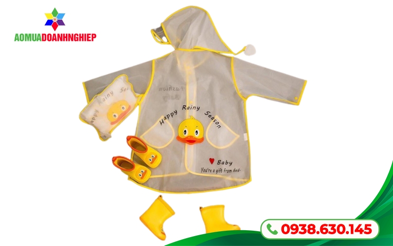Áo mưa con vịt trong suốt in hình 3D