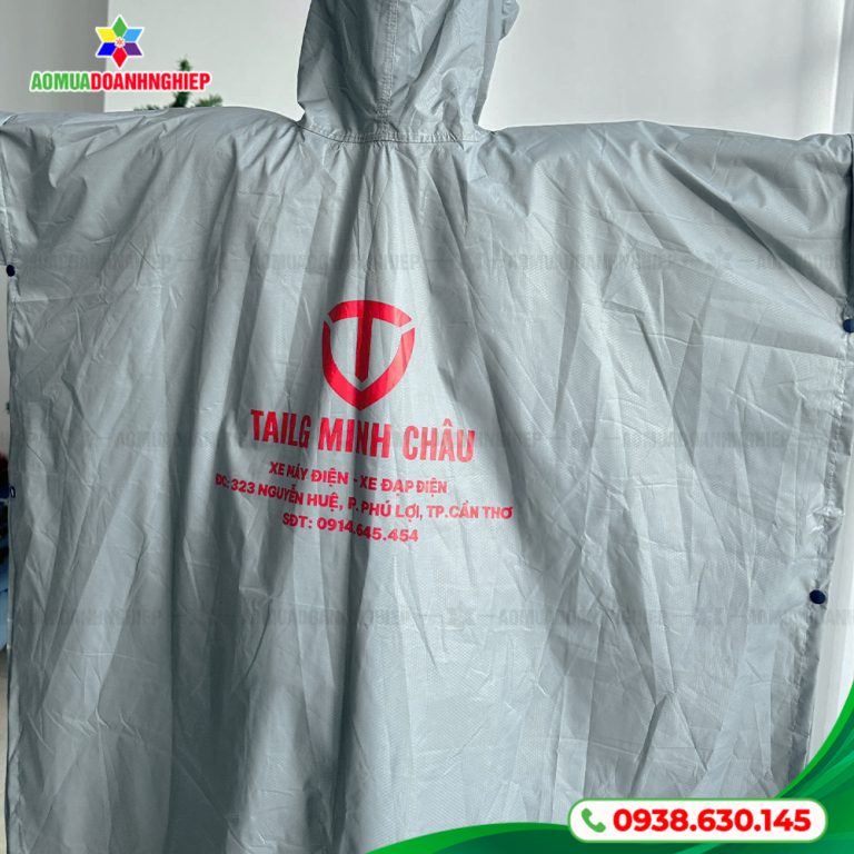 Áo mưa choàng cánh dơi ô kính màu xám